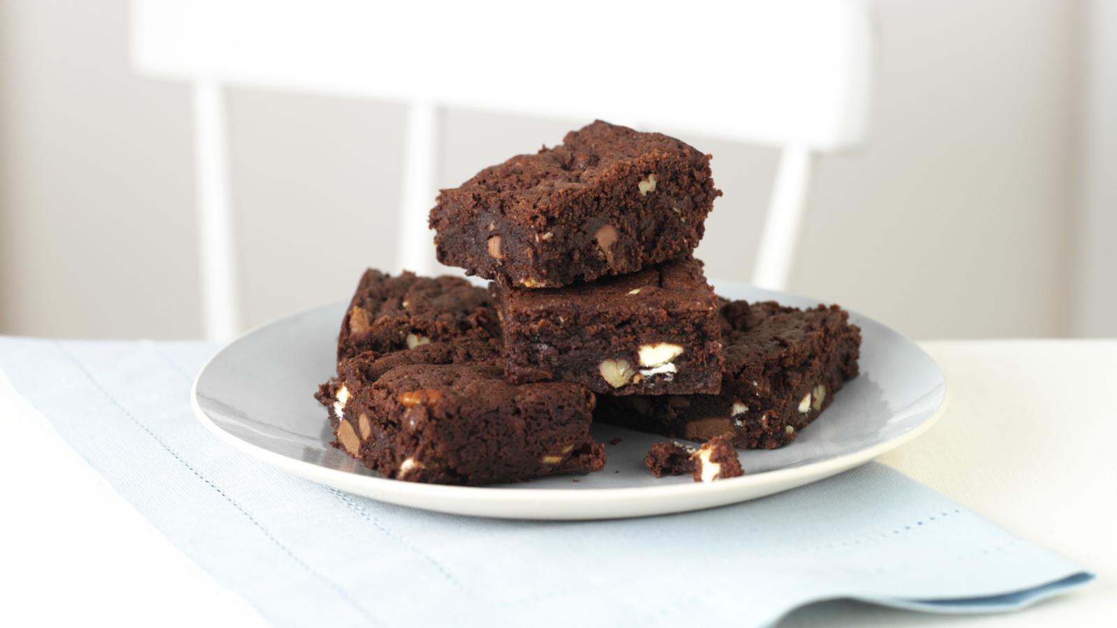 Triple chocolate fudge brownies