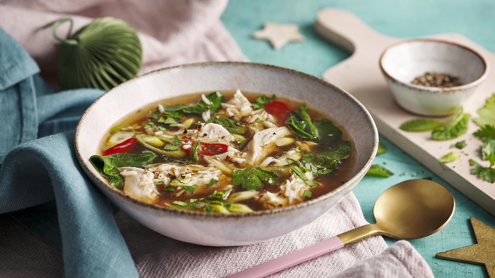 Turkey soup with ginger and rice