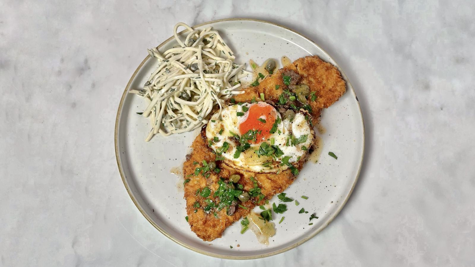 Veal schnitzel with celeriac remoulade