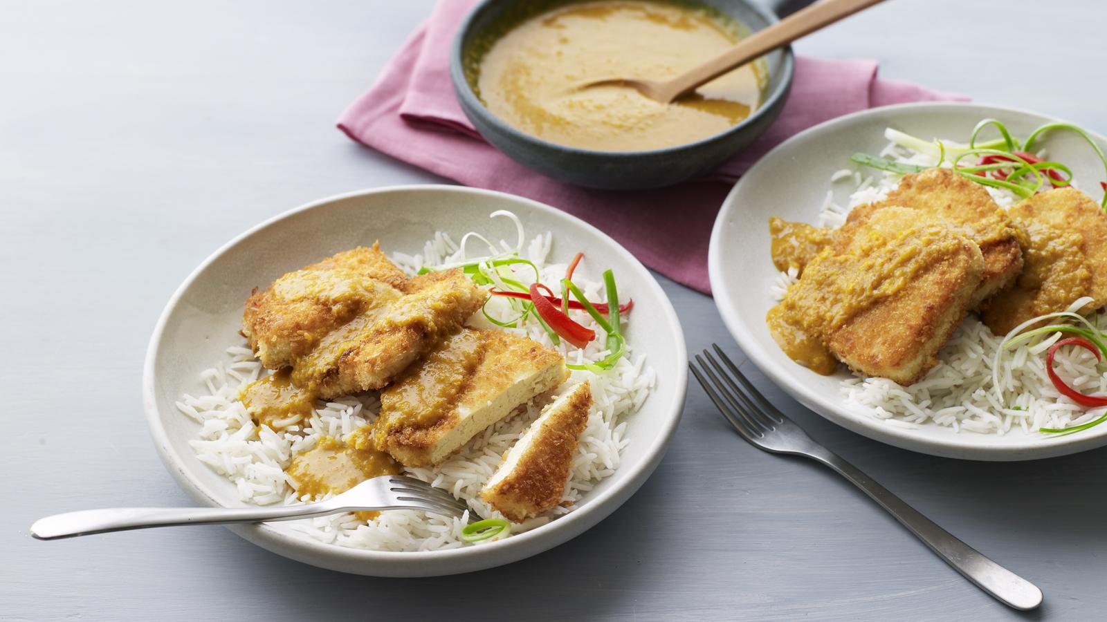 Vegan tofu katsu curry 