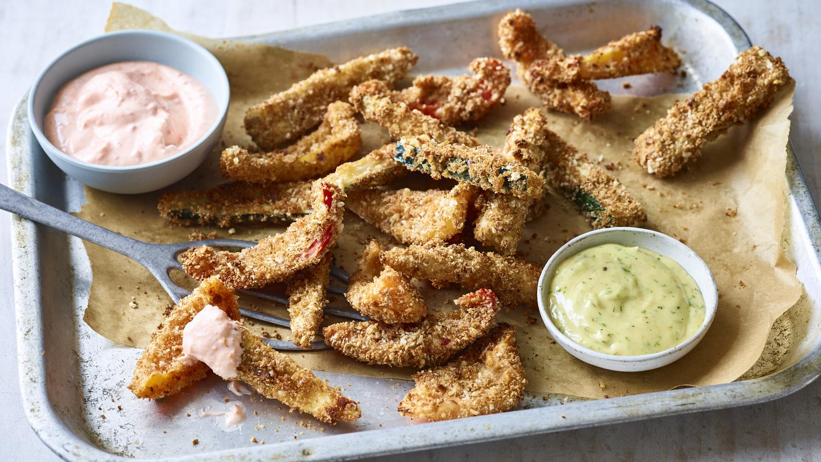 Veggie dippers with chilli dip and aioli