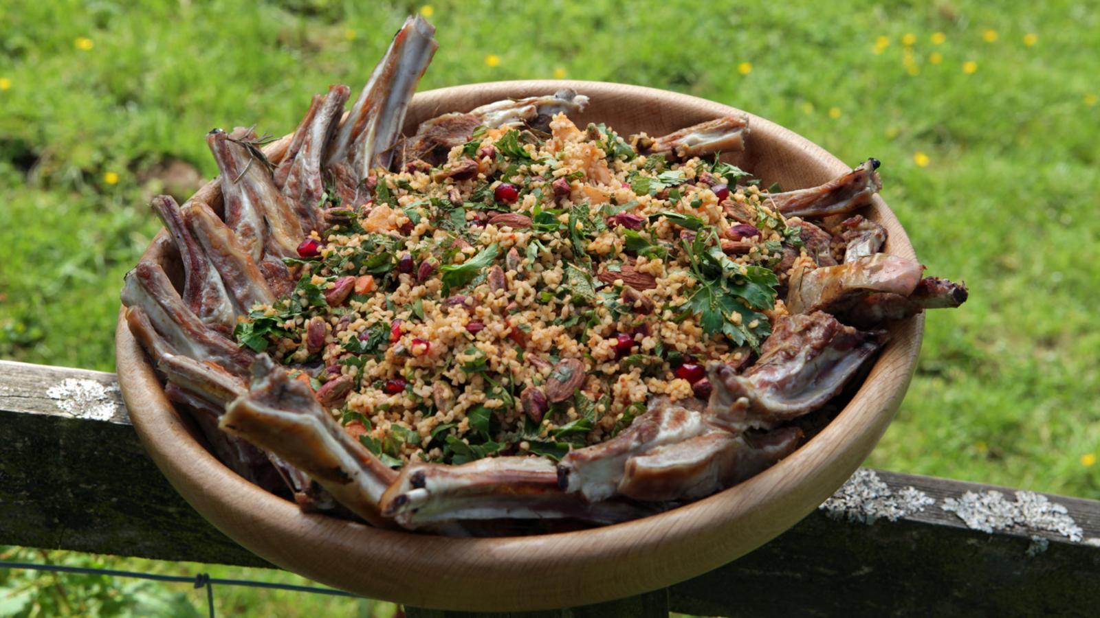 Welsh lamb in hay with tabbouleh salad recipe BBC Food