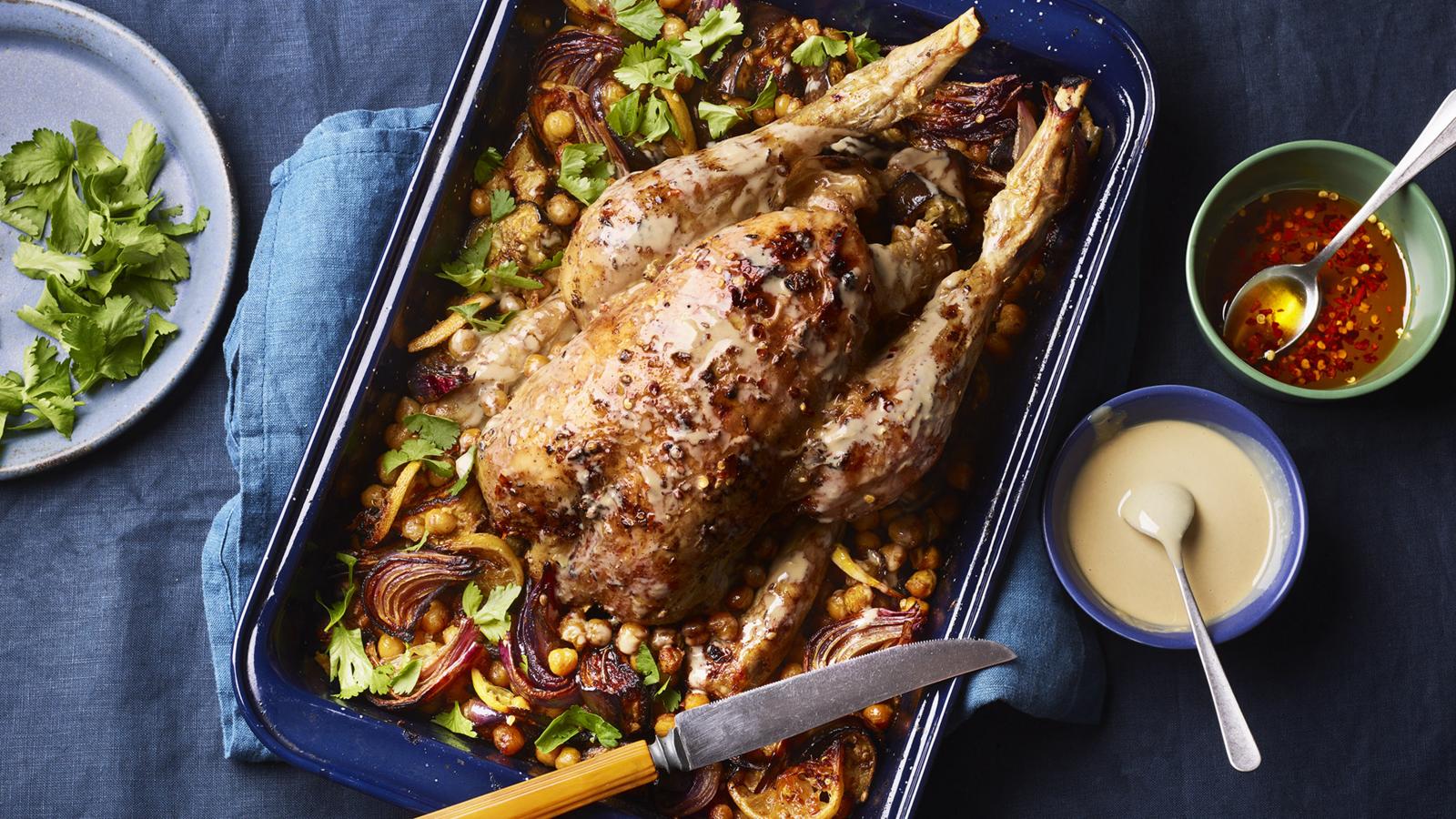 Whole chicken and chickpea roast 