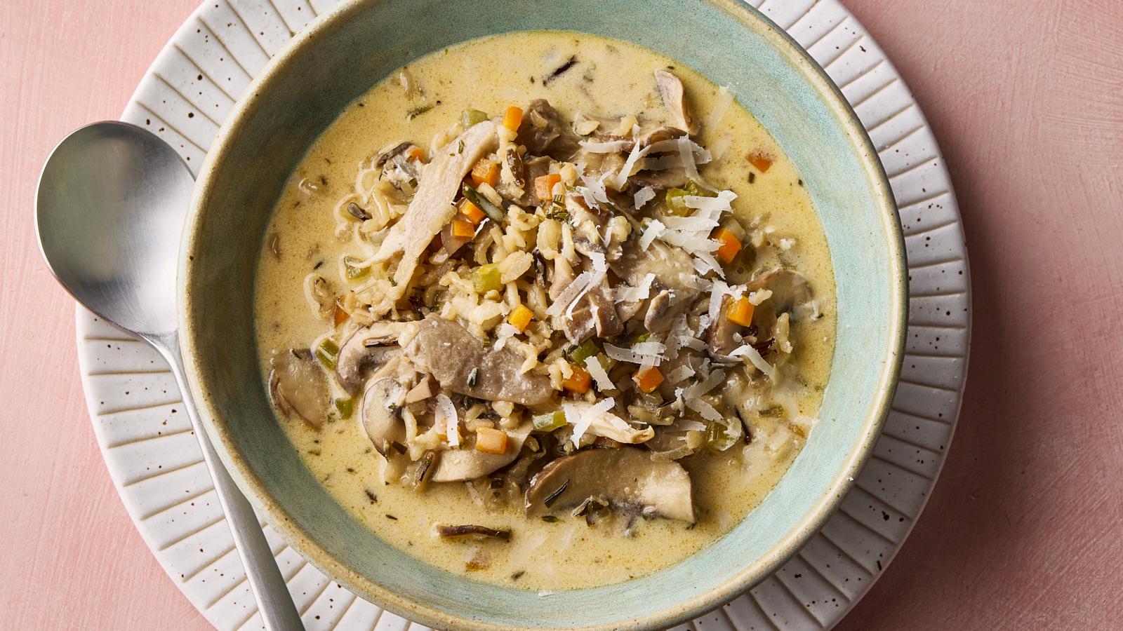 Wild rice mushroom soup