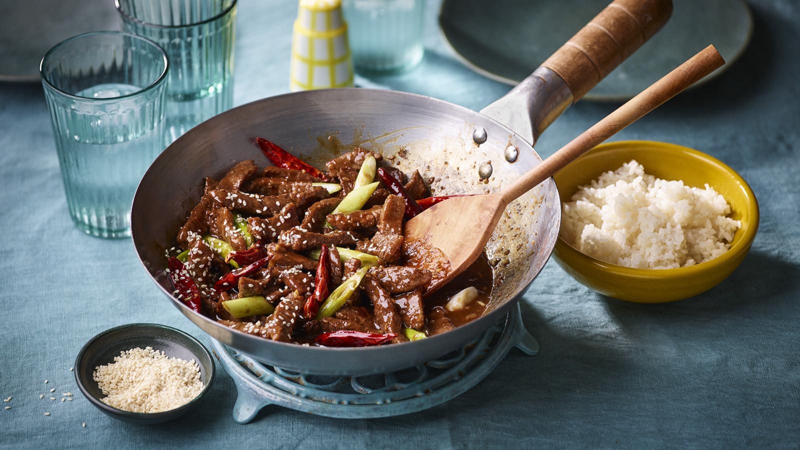 Speedy Mongolian style beef stir-fry