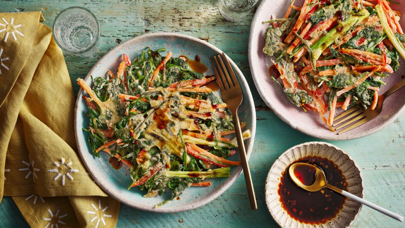 Korean-style crispy vegetable pancakes