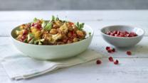 Warm spiced cauliflower and chickpea salad with pomegranate seeds ...