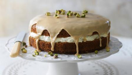 Coffee and cardamom cake with pistachio cream recipe - BBC ...