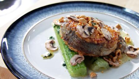 Hake with button mushrooms and vinegar recipe - BBC Food