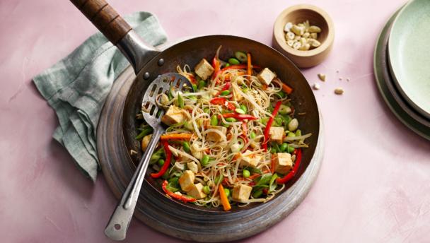 Healthy stir-fry with tofu and rice noodles recipe - BBC Food