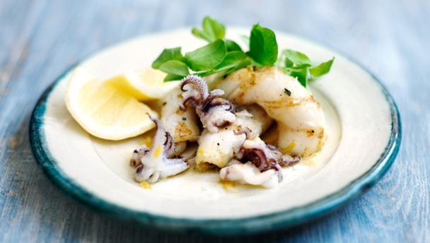 Grilled squid with lemon, garlic and cumin recipe - BBC Food