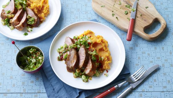 Jerk pork with sweet potato mash recipe - BBC Food