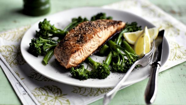 BBC Food - Recipes - Pan-fried salmon with broccoli