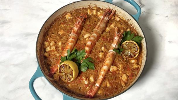 Chicken and seafood paella recipe - BBC Food