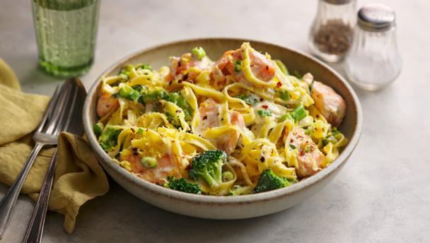 Creamy chicken and bacon pasta recipe - BBC Food