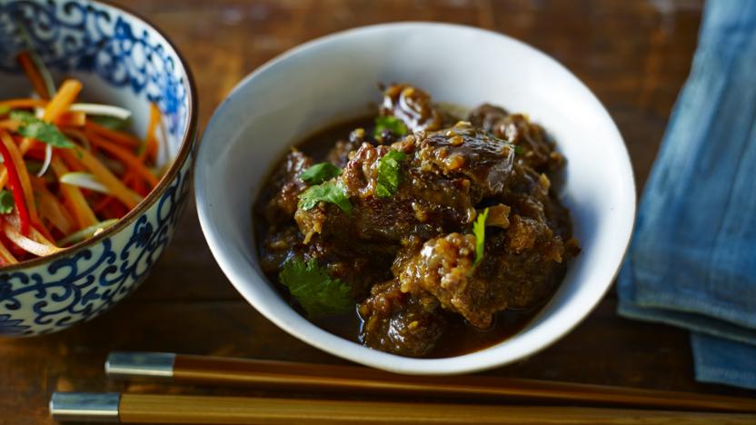 Braised shin of beef with hot and sour shredded salad