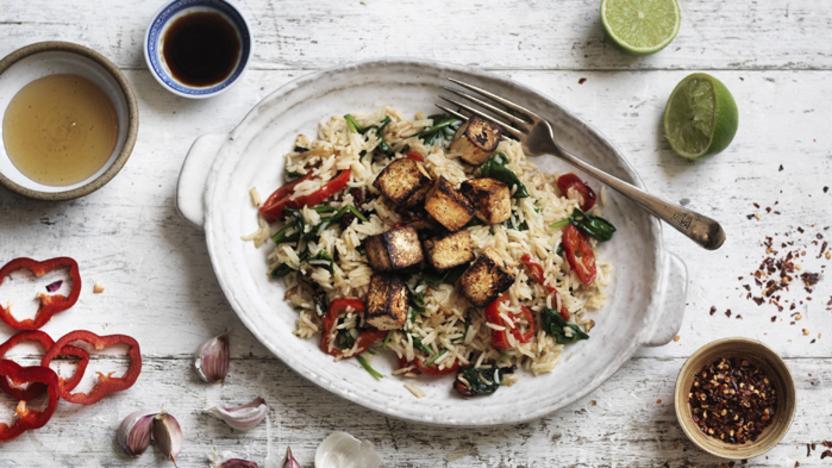 Marinated tofu with fried rice