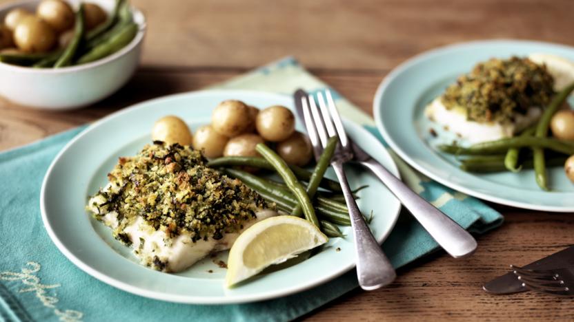 Baked cod with herby crust