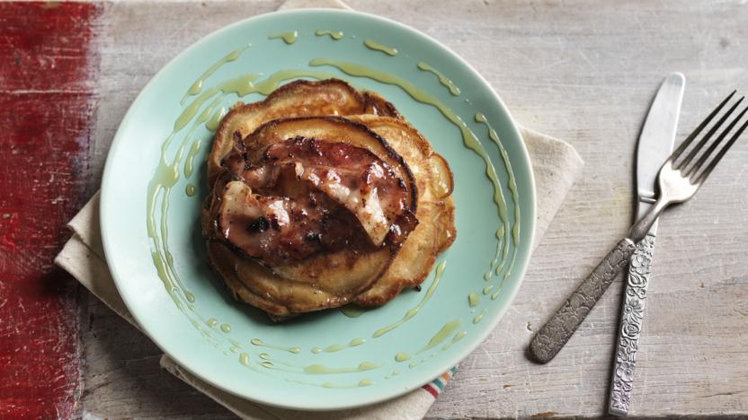 Banana and bacon pancakes