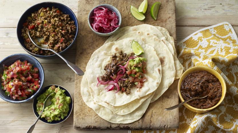 tvmade soft tacos with beef and black beans