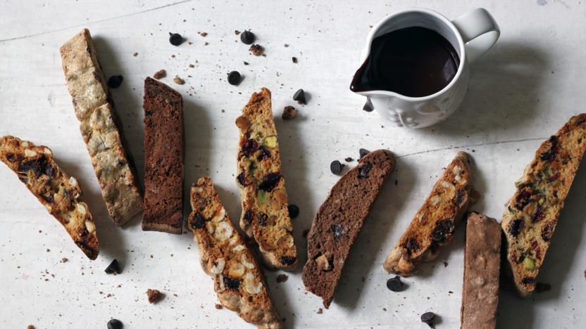 Biscotti with hot mocha dipping sauce