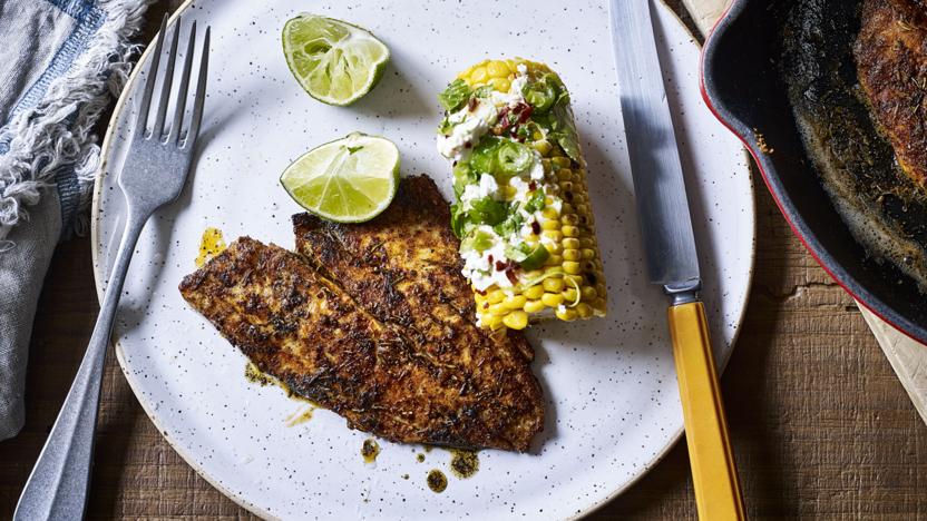 Blackened barbecued fish