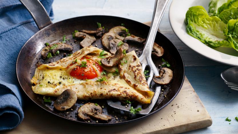 Cheese and mushroom buckwheat pancakes