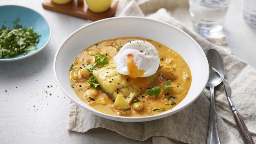 Butter bean curry with smoked haddock