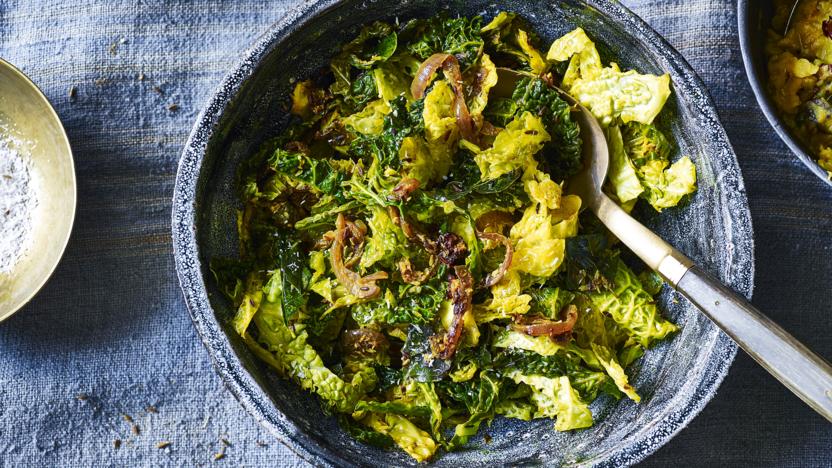 Green cabbage curry on sale