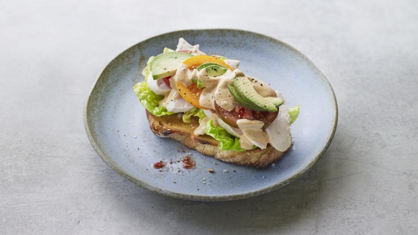 Californian sourdough chicken open sandwich