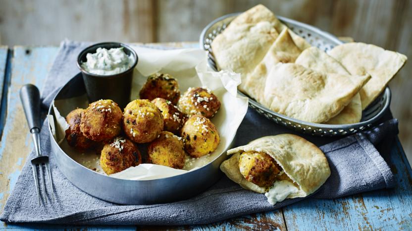 Carrot and coriander falafel