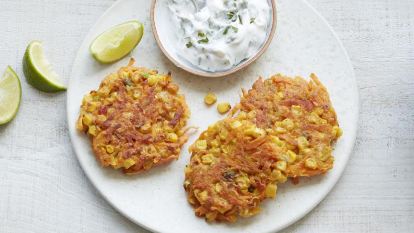 Carrot and sweetcorn fritters recipe - BBC Food