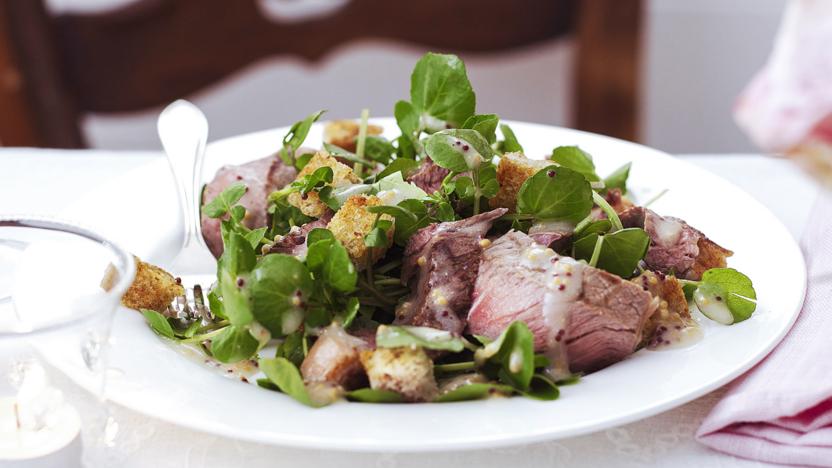 Chargrilled steak with beer, mustard and watercress salad recipe - BBC Food