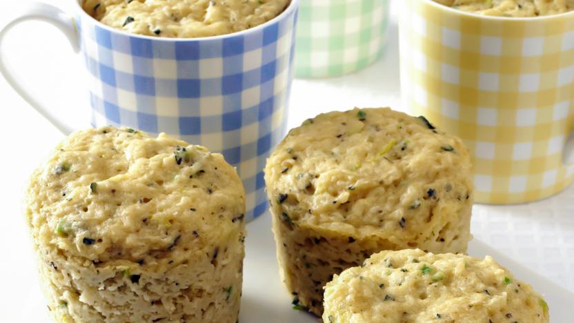 Cheese and herb muffin in a mug