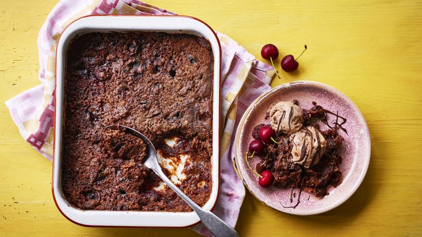 Cherry cinnamon dump cake