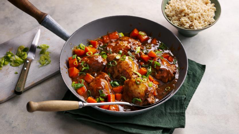 Chicken adobo with brown rice