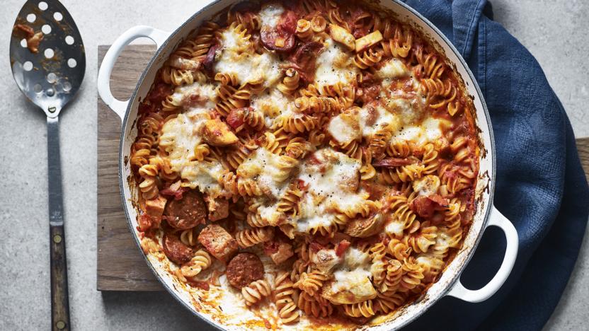 Easy chicken and chorizo pasta bake recipe - BBC Food