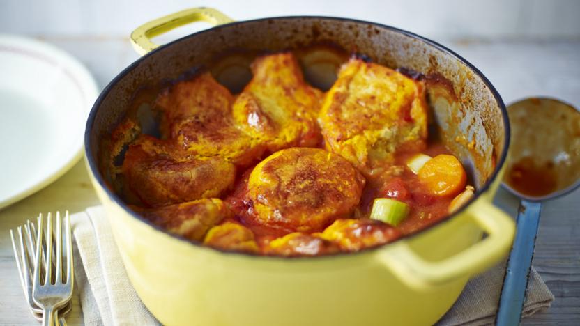 Chicken casserole with potato cobbler