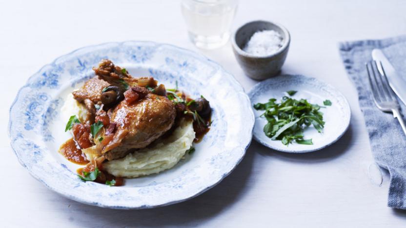 Chicken chasseur with creamy mash