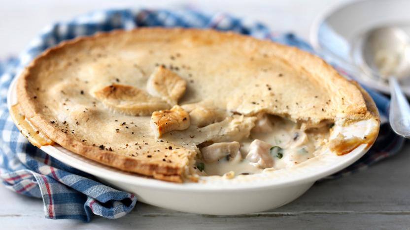 Chicken and mushroom pie with shortcrust pastry recipe - BBC Food