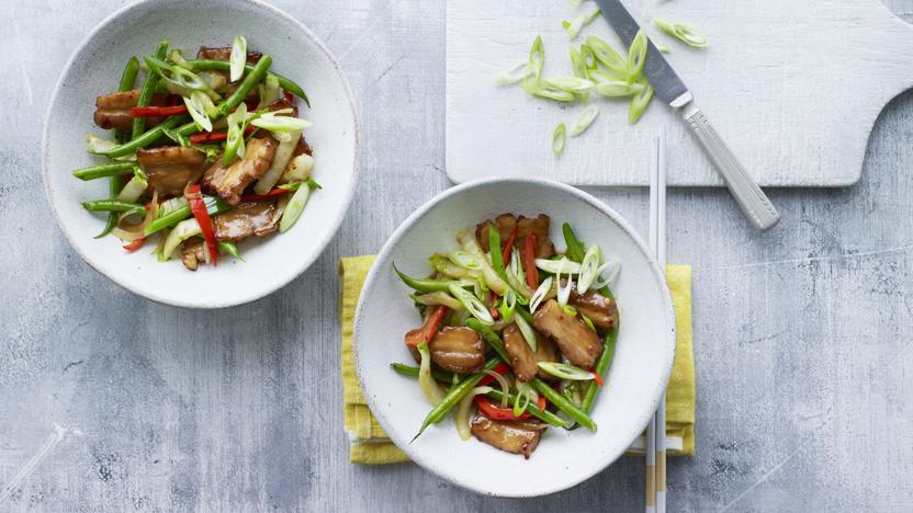 Pork and vegetable stir-fry