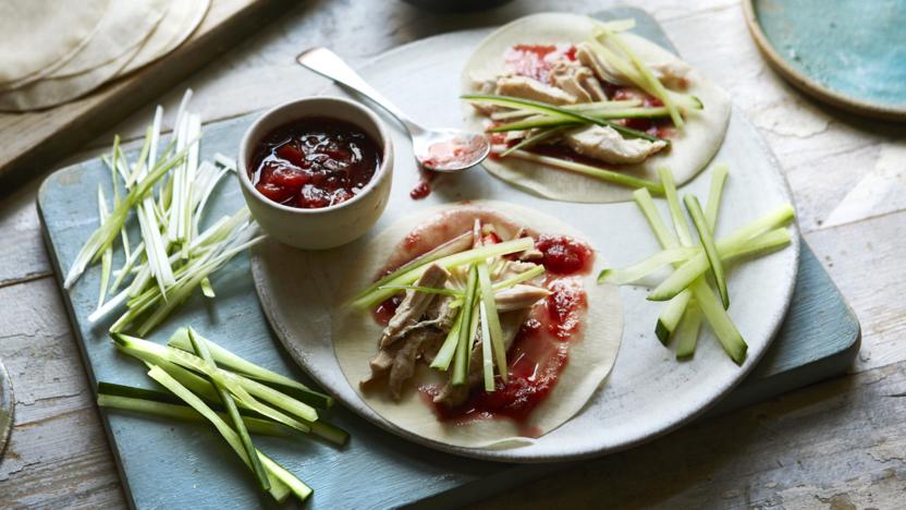 Chinese-style chicken pancakes