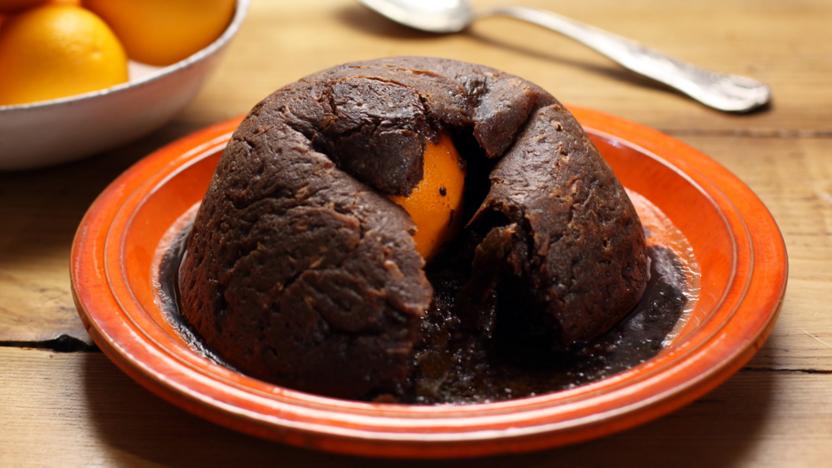 Chocolate orange pond pudding