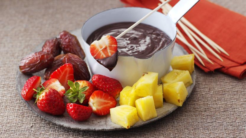 Chocolate fondue with fruit platter