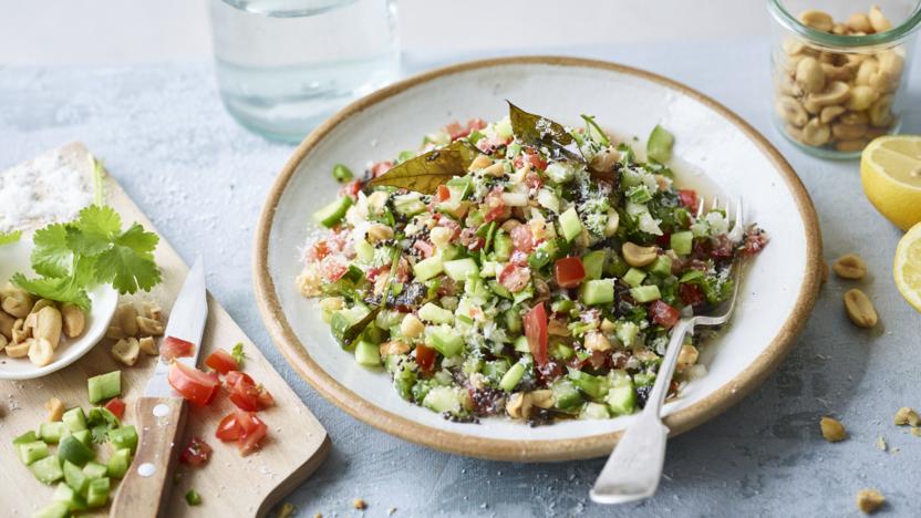 Chopped salad with peanuts