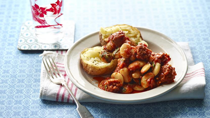 Chorizo and butterbean baked potatoes