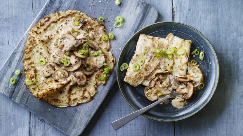 Creamy mushroom pancakes recipe - BBC Food