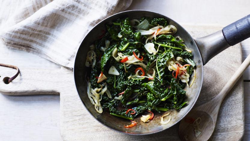 Curly kale (or cavolo nero) with rosemary and chilli