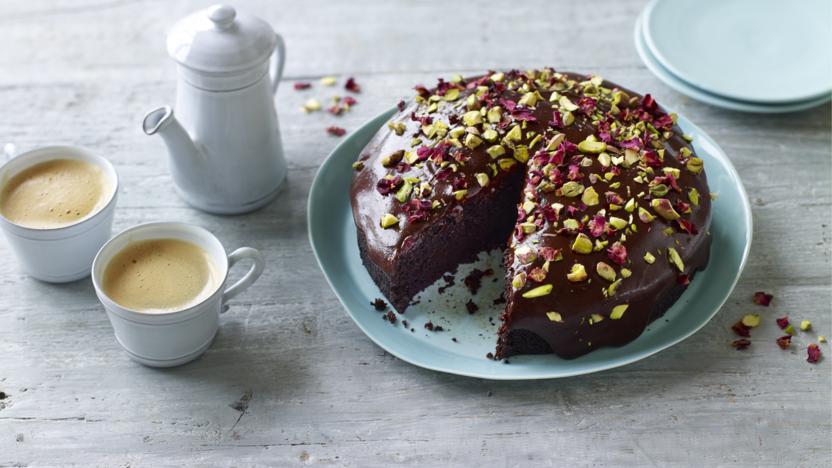 Chocolate & raspberry birthday layer cake - BBC Good Food Middle East