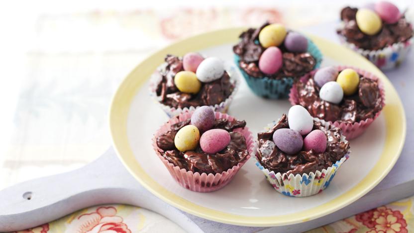 Chocolate Easter egg nest cakes